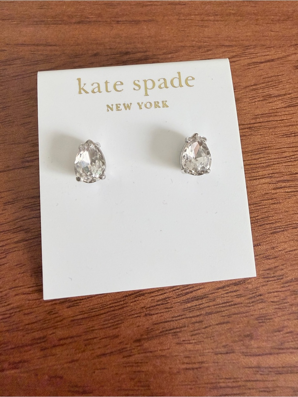 kate spade New York Clear Teardrop Stud Earrings